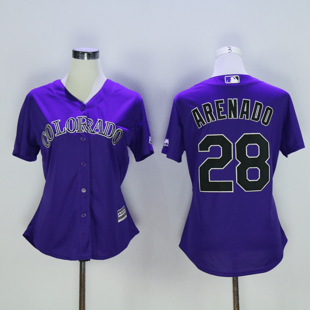 Women Colorado Rockies 28 Arenado Purple MLB Jerseys